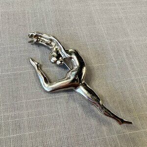 Vintage Rodox Ballerina Silver Tone Brooch